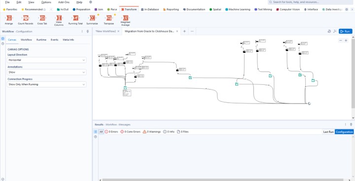 مشروع باستخدام Alteryx لنقل البيانات من Oracle Database الى Clickhouse Database