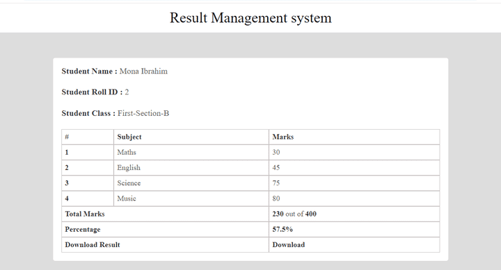 Result Management System