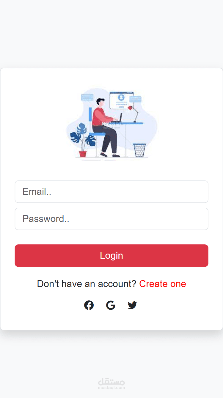 تصميم صفحات تسجيل دخول وتسجيل حساب (Login/Register) بربط API – متجاوبة