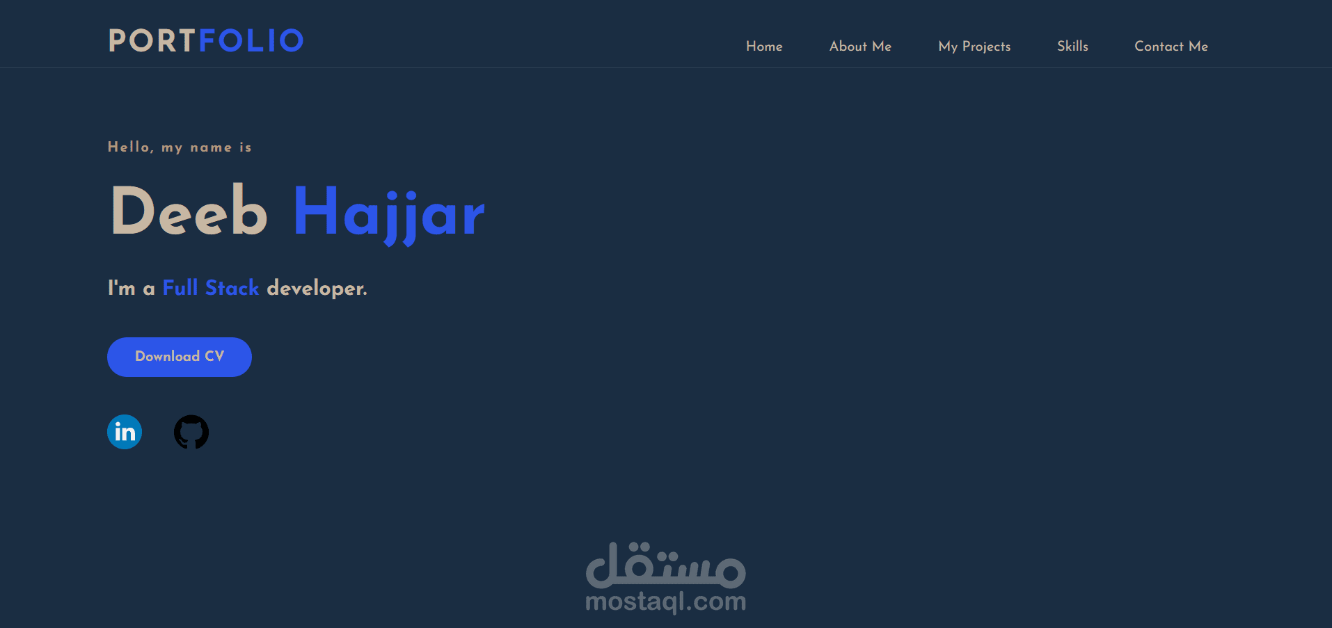 موقع شخصي مع لوحة تحكم
