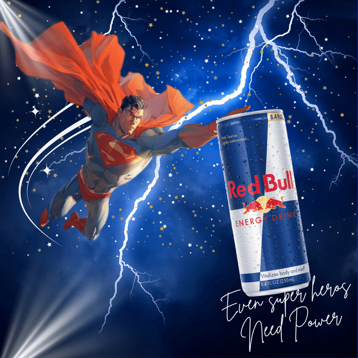 تصميم إعلان إبداعي لمشروب طاقة Red Bull يعزز علامتك التجاريه