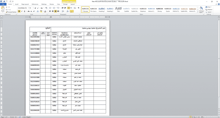 تصميم جدول بأسماء العاملين لشركة فى مصر