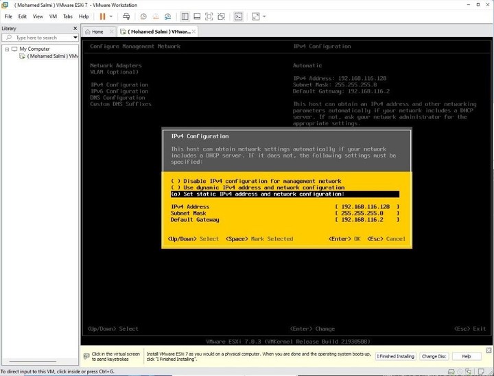 تثبيت حل hypervisor type 1 على حاسوب و ادارة الحواسيب الافتراضية