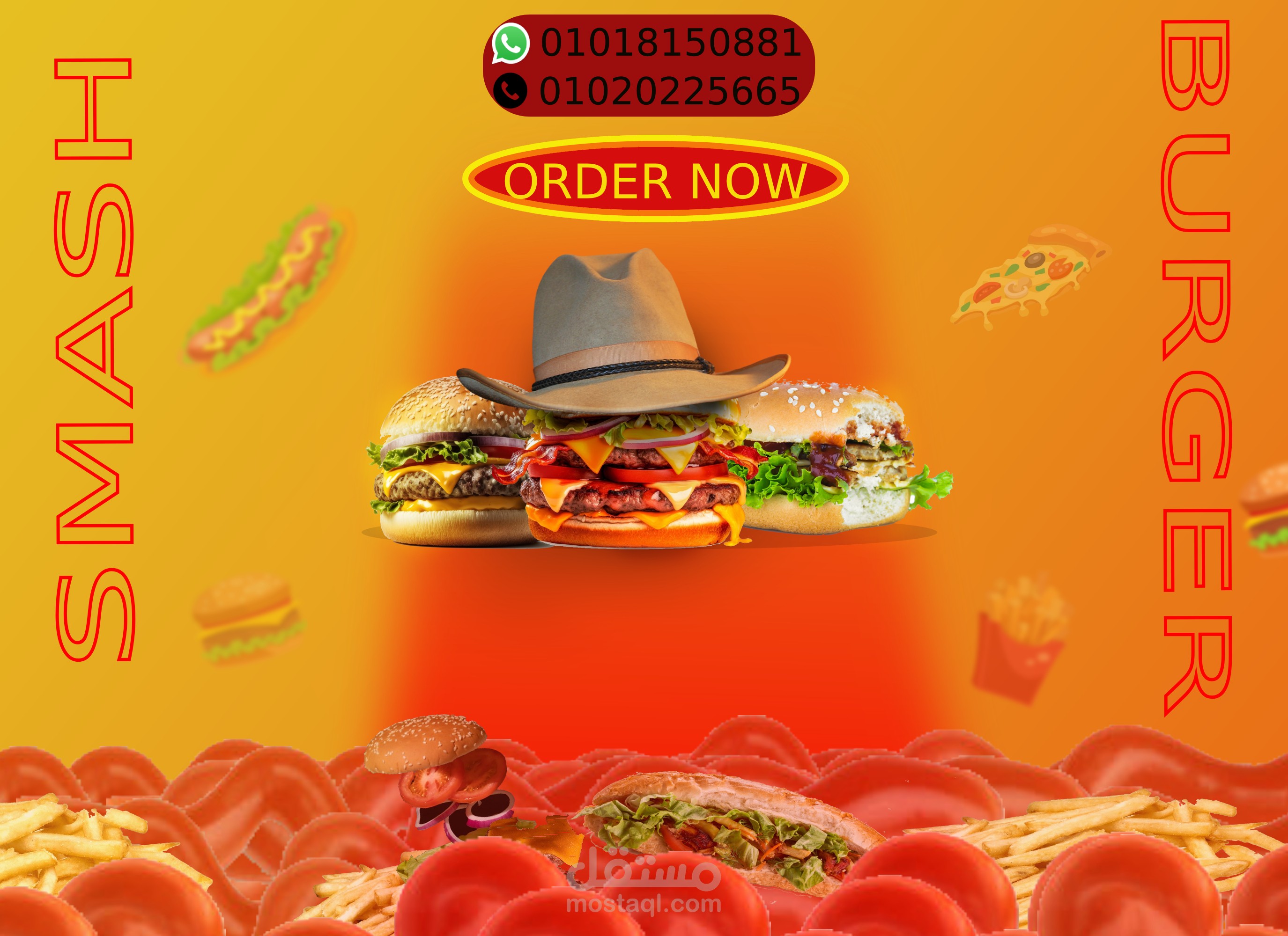 تصميم سوشيال ميديا لمطعم smash burger