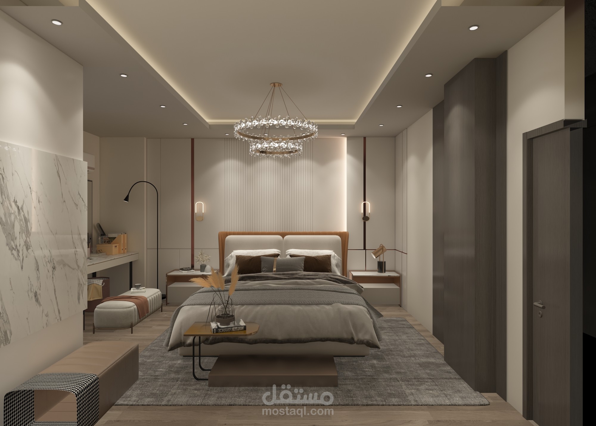 تصميم فراع  غرفه نوم ماستر لفيلا سكنيه بمدينه القاهره الجديده
