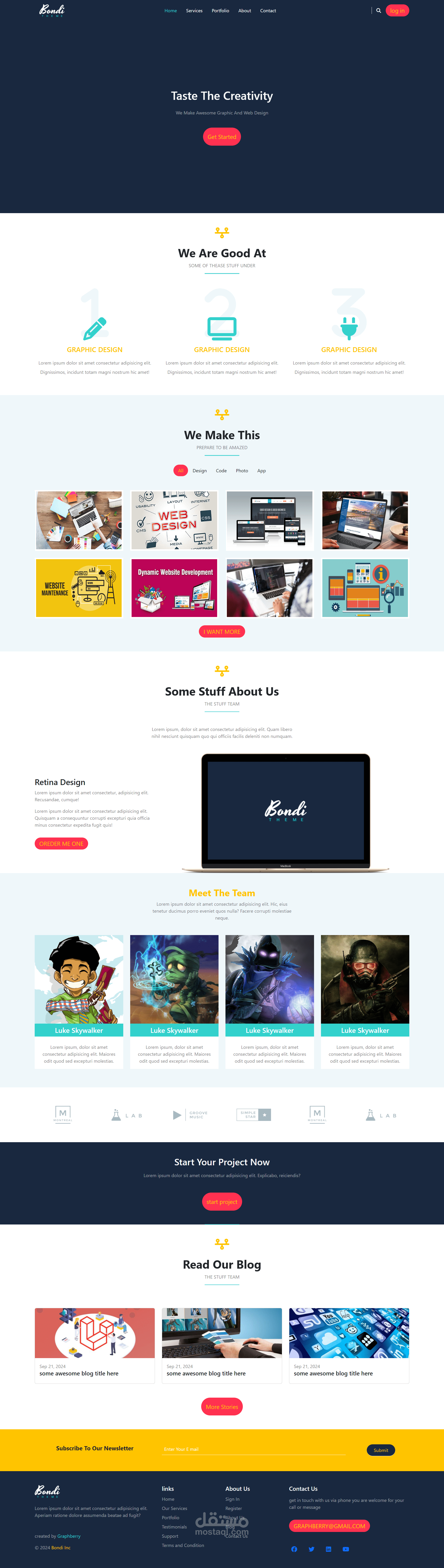 تصميم قالب Bondi (HTML&CSS and Bootstrap)