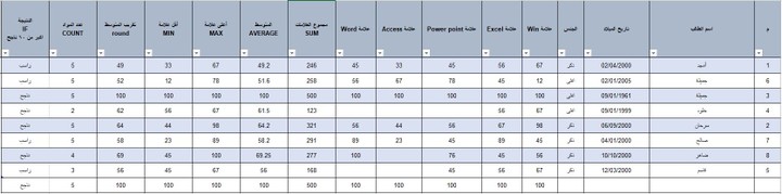 إدخال البيانات باستخدام اكسل