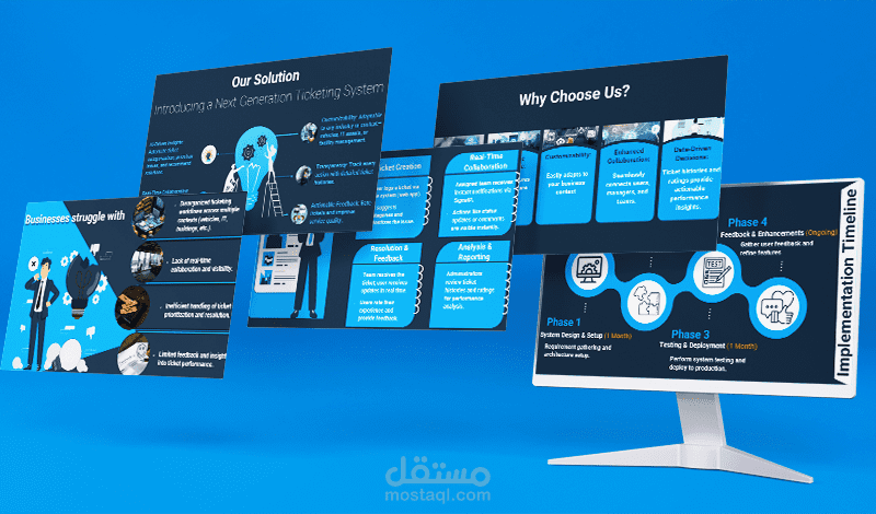 عرض تقديمي بعنوان نظام ذكي لإدارة التذاكر | PowerPoint Presentation AI-Driven Ticket Management System