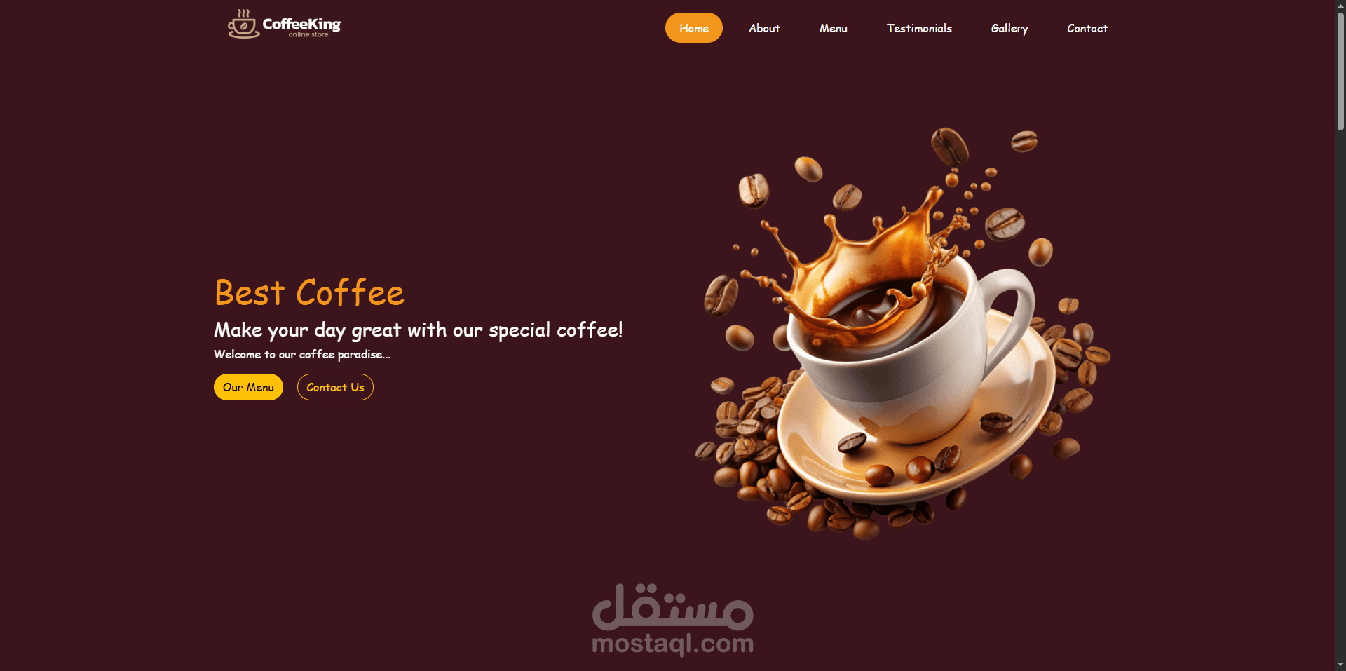 Coffee Shop Landing Page | صفحة هبوط عصرية