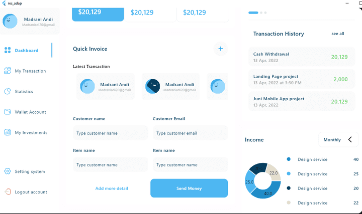 admin dashboard