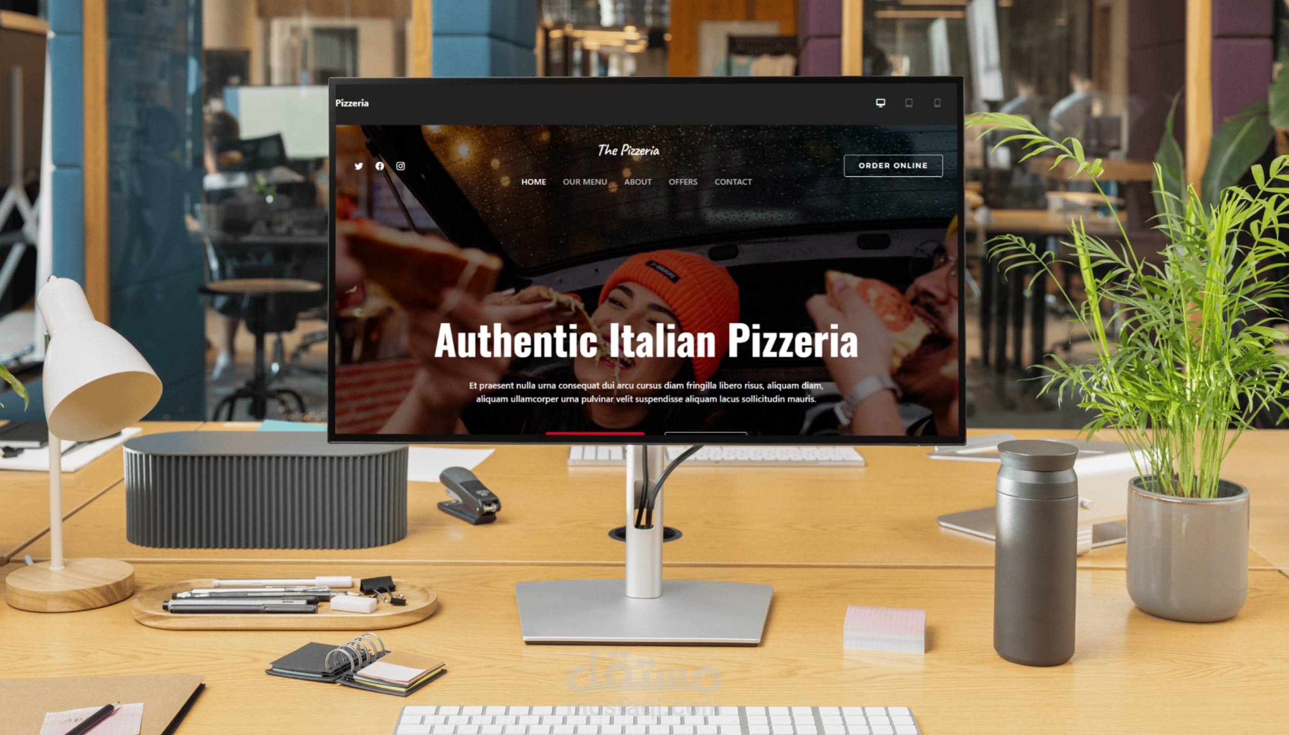 تصميم وتطوير واجهة موقع مطعم بيتزا (The Pizzeria)