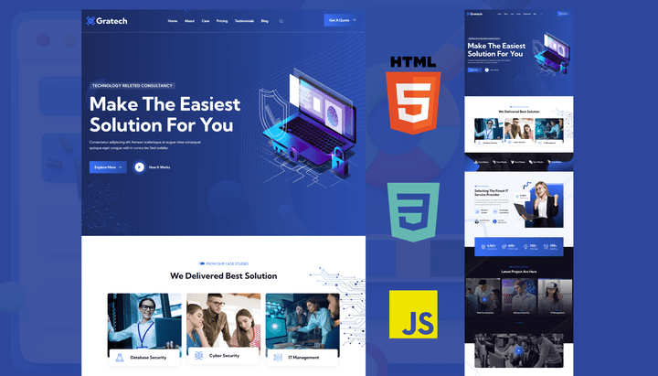 موقع شركة تقنية احترافي ومتجاوب | Gratech Tech Website