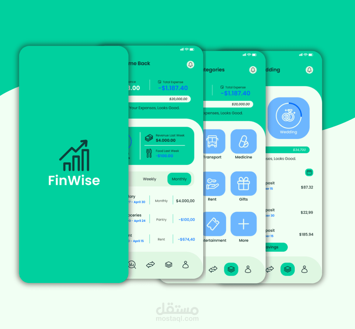 Finance Wise – تطبيق لإدارة الدخل والمصروفات