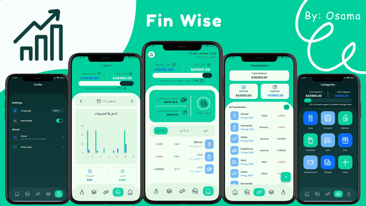 Finance Wise – تطبيق لإدارة الدخل والمصروفات