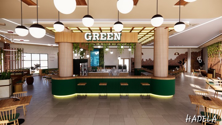 تصميم مطعم بطابع ريفي (Green Restaurant)