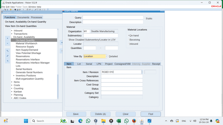 oracle on- hand availability