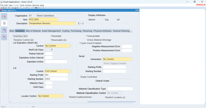 oracle inventory(lot)