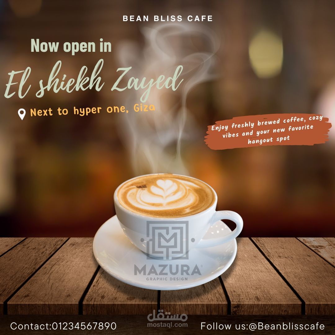 Bean Bliss Cafe – Opening Announcement Design