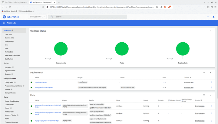 إعداد Kubernetes لتطبيق Spring Petclinic مع قاعدة بيانات MySQL