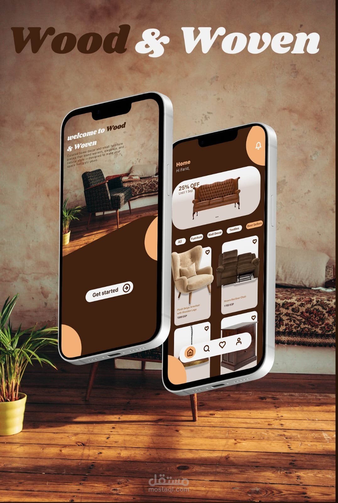 Wood & Woven – Furniture App UI Design