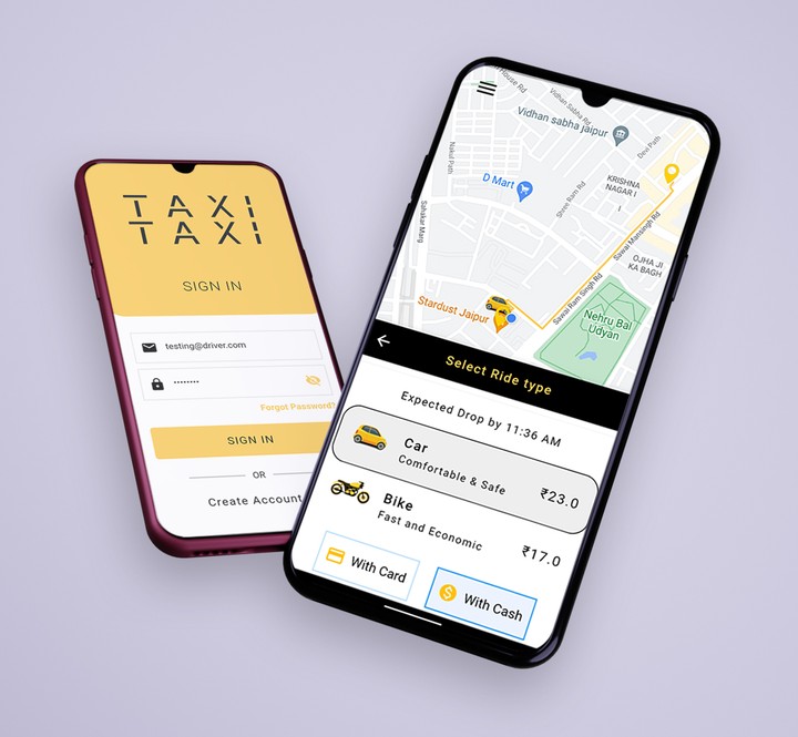 تصميم تطبيق Taxi للتوصيل مثل أوبر و كريم