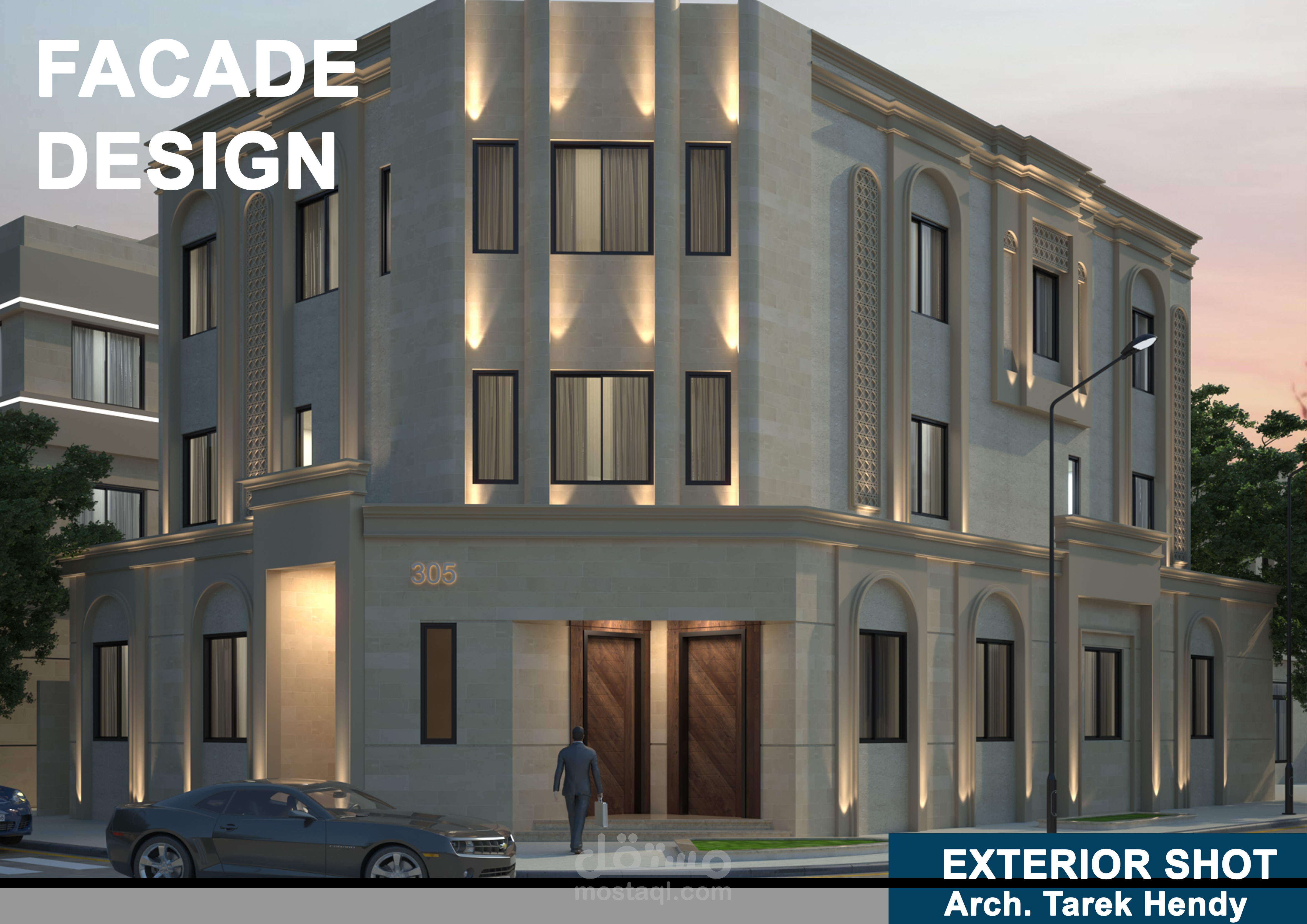 Private Residential Building 3D Exterior Facade Design - Modern Design 2024 -  تصميم خارجي احترافي لفيلا سكن خاص بدولة الكويت