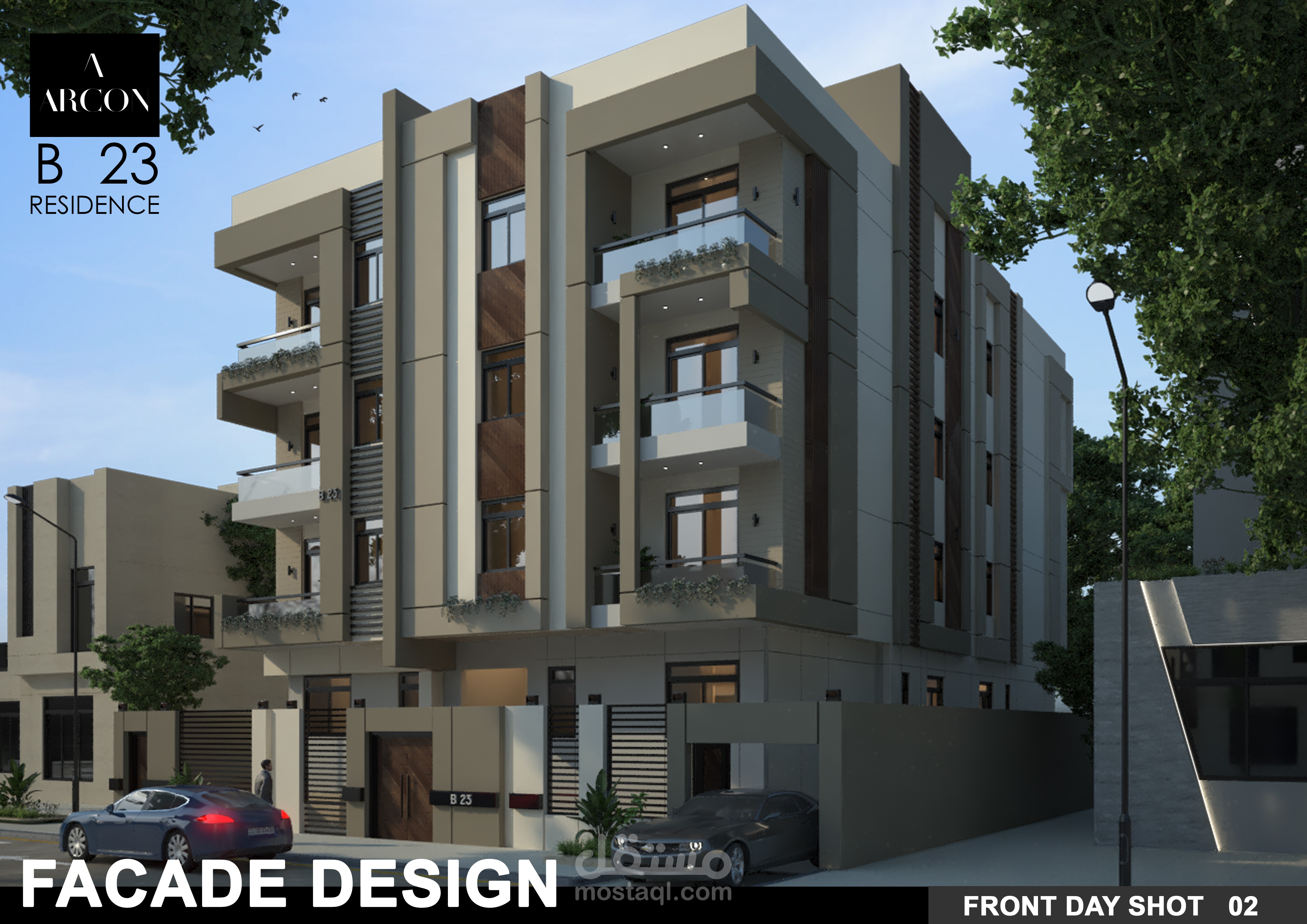 Private Residential Building 3D Exterior Facade Modern Design -Biet El Watan Egypt 2024 - مشروع تصميم خارجي احترافي لعمارة سكن خاص -مصر- بيت الوطن - تصميم خارجي واجهة