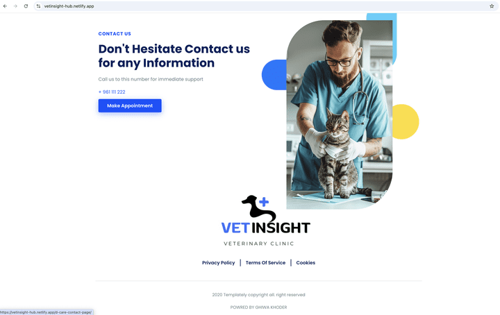 إنشاء موقع VetInsight Hub – بوابة موارد للمختصين وأصحاب الحيوانات الأليفة