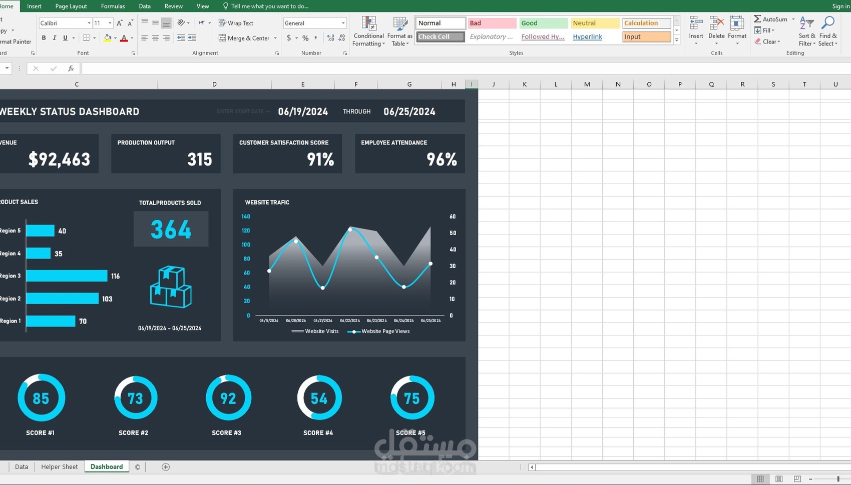 "تحليل البيانات وإنشاء تقارير احترافية باستخدام Excel – معادلات، جداول، نماذج، Dashboards"