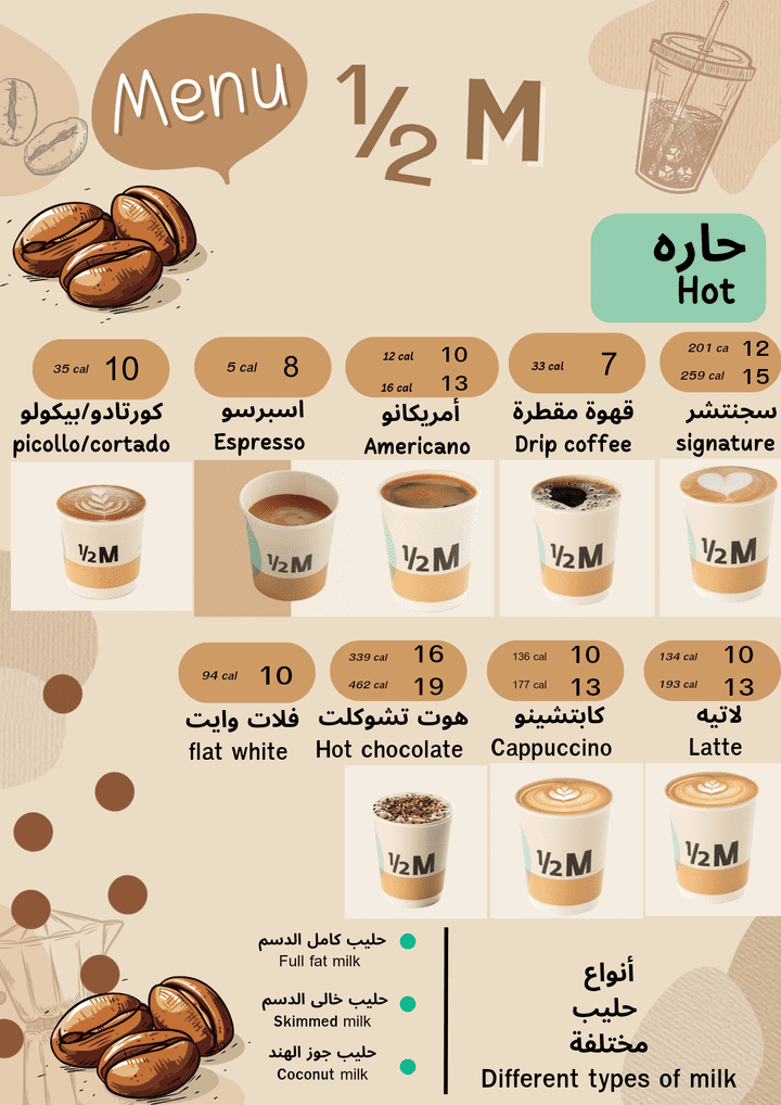 قائمة طعام لمقهى