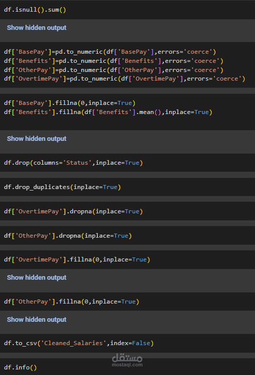 تنظيف وتحليل ورسم لبيانات المرتبات باستخدام بايثون python