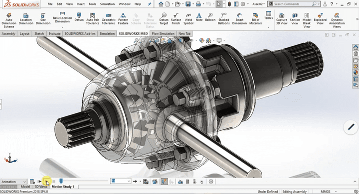 Deferential gear box in SOLIDWORKS