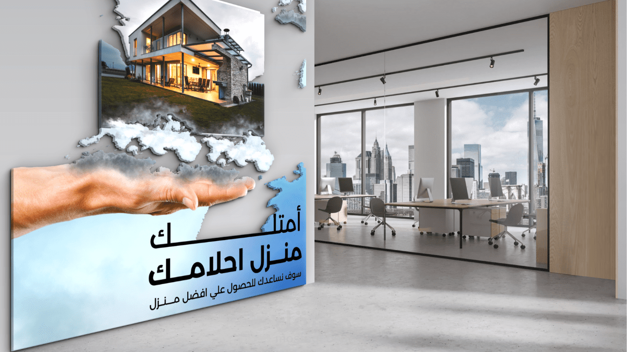 تصميم إعلاني ثلاثي الأبعاد لمنزل الأحلام.