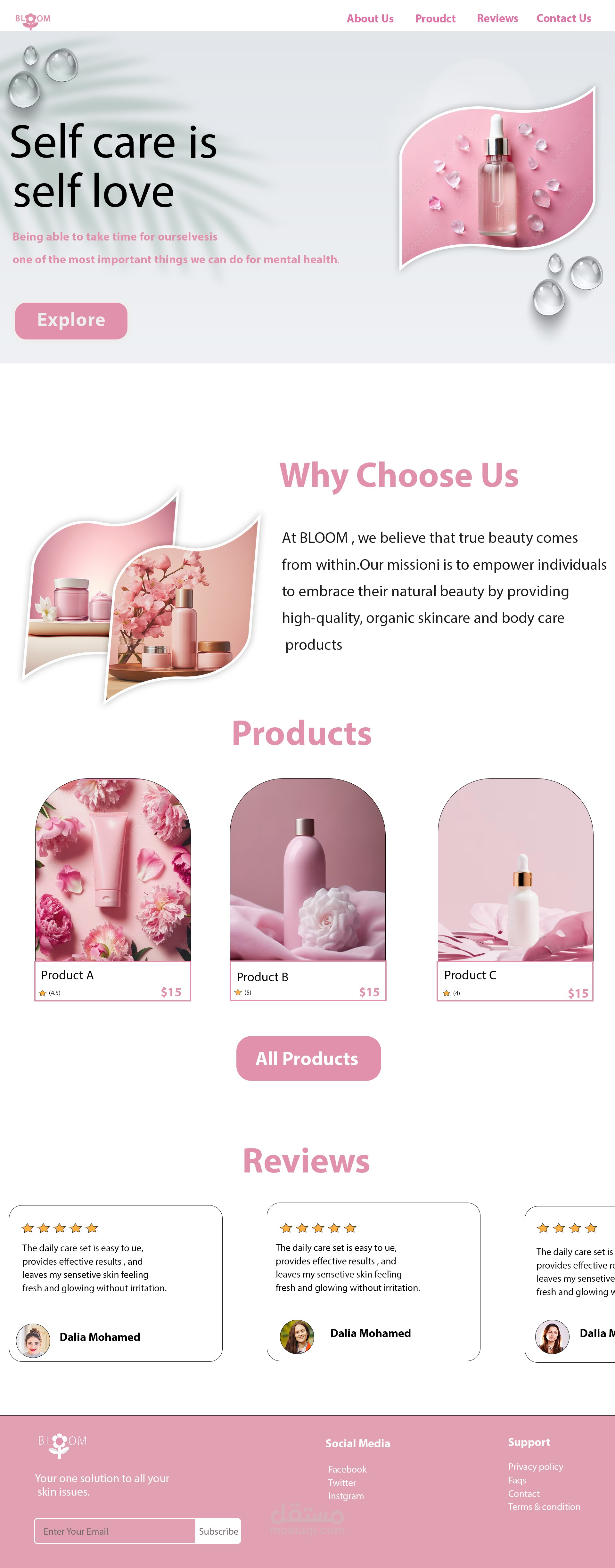 Landing Page for skin and body care