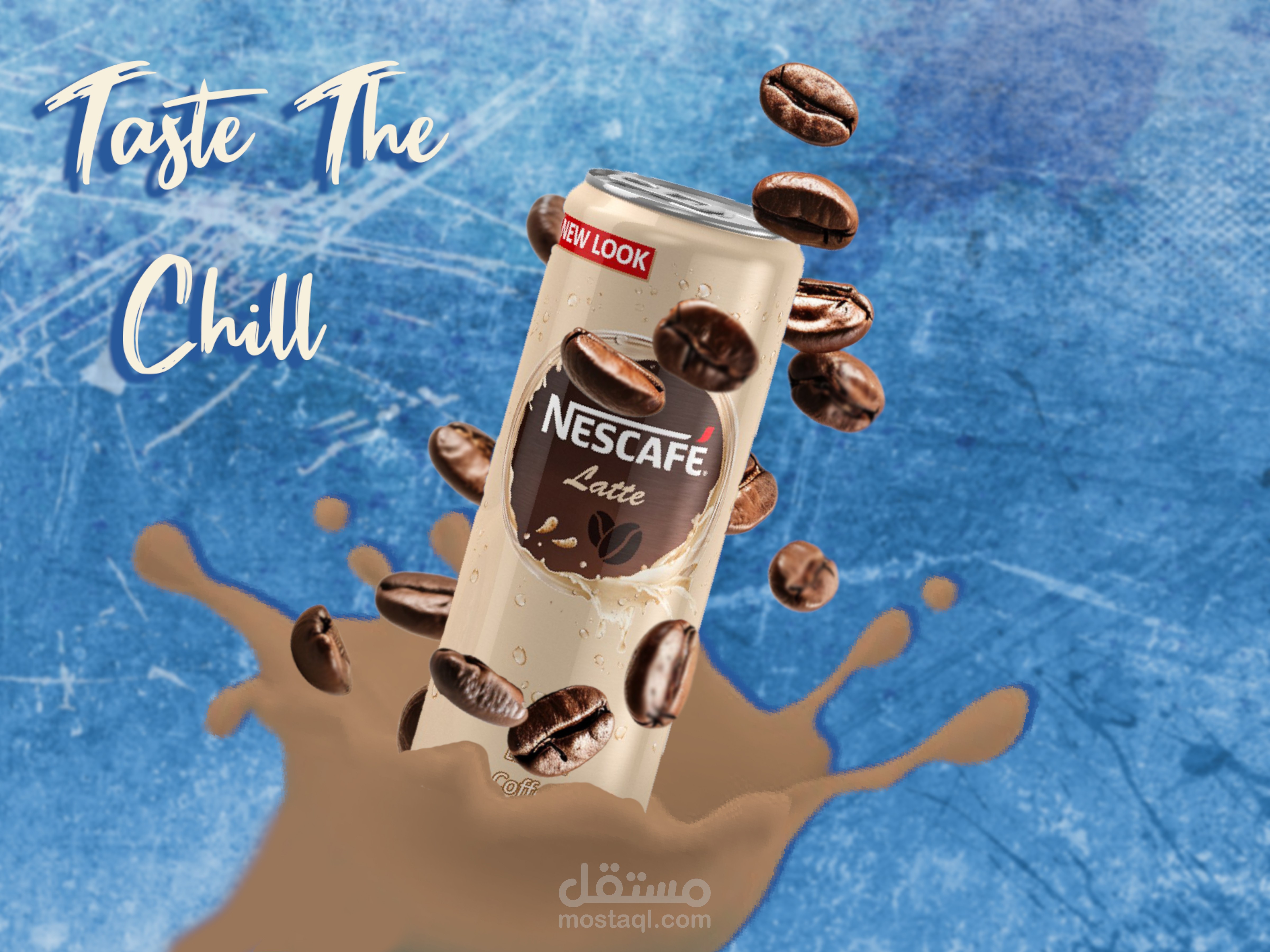 تصميم إعلان منعش لمشروب نسكافيه لاتيه المثلج - Chilled Nescafé Latte Ad Design