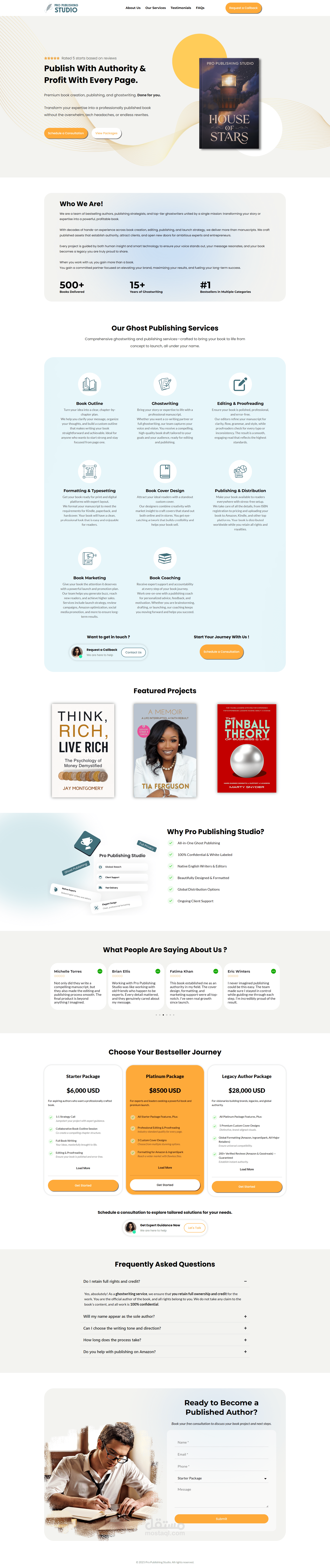 pro publishing studio Landing page
