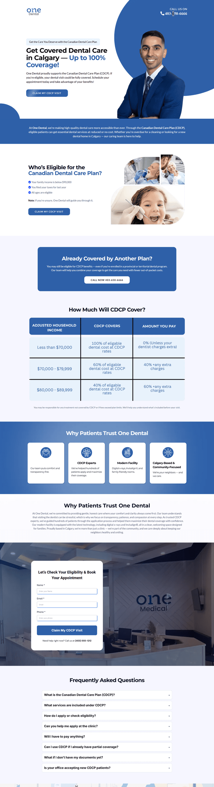 One Dental Landing page