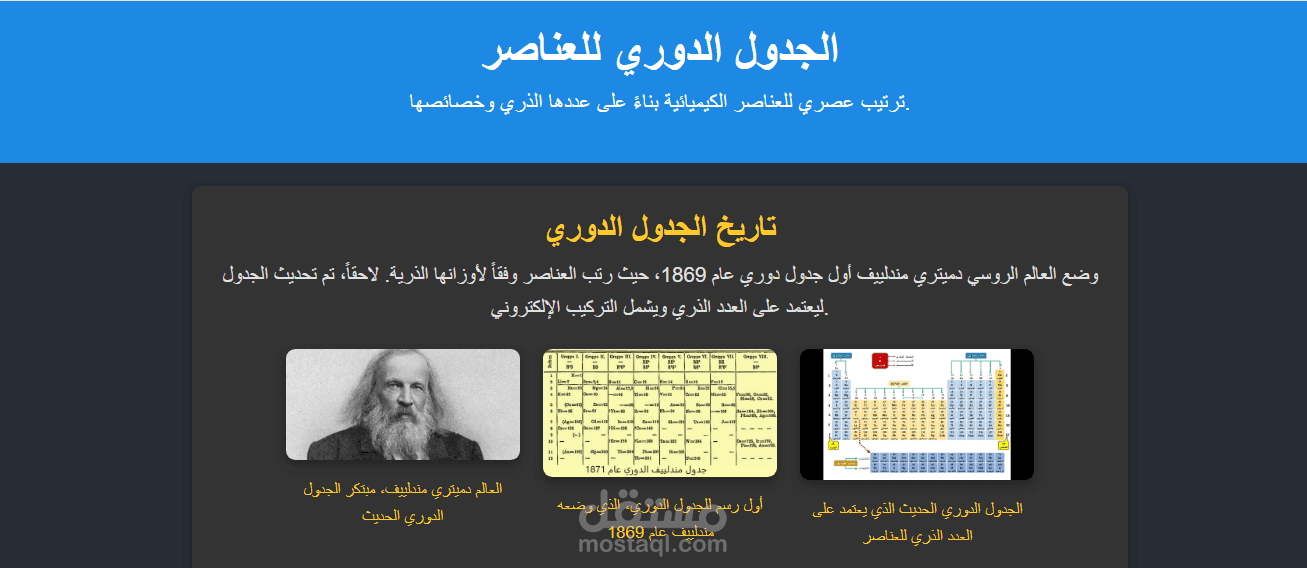 الجدول الدوري لتصنيف العناصر