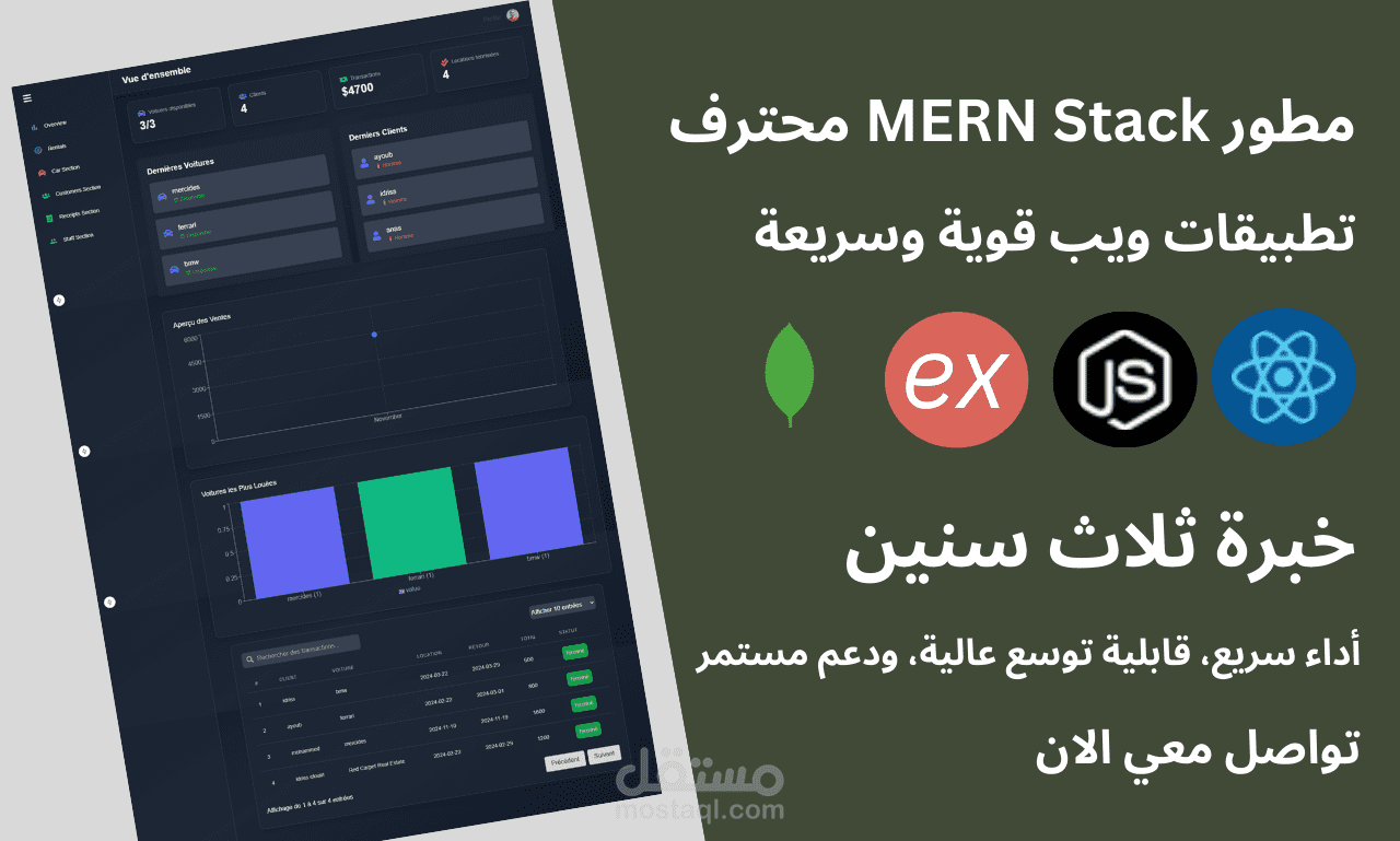 مطور MERN Stack محترف بناء تطبيقات ويب سريعة وقابلة للتوسع