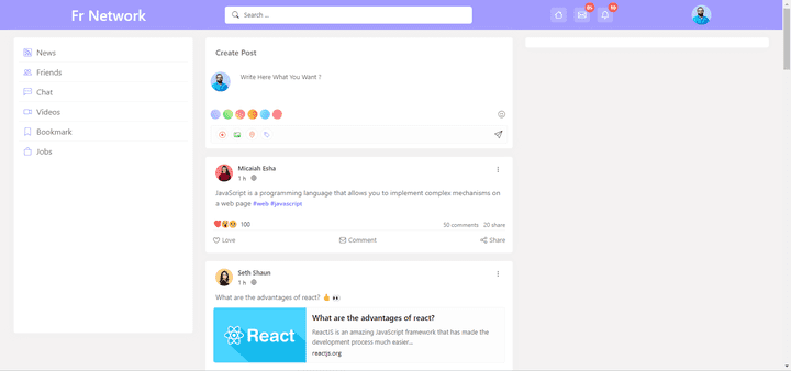 React social network