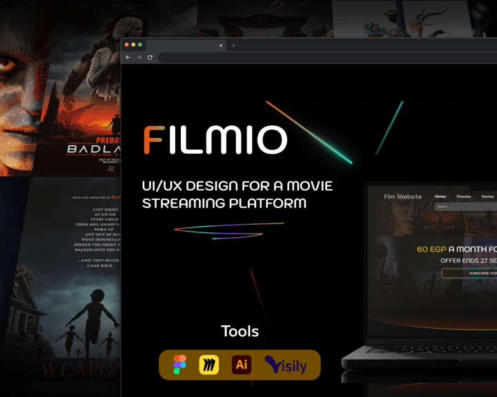 تصميم واجهة وتجربة مستخدم Filmio – منصة مشاهدة أفلام أونلاين .