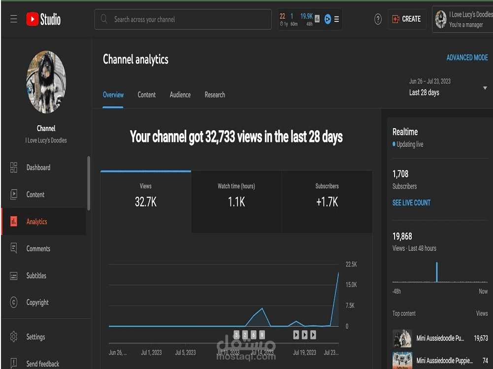 YouTube Channel Analytics Overview