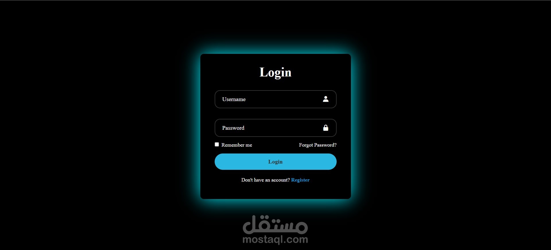 صفحه تسجيل دخول باستخدام,java script,Html ,Css