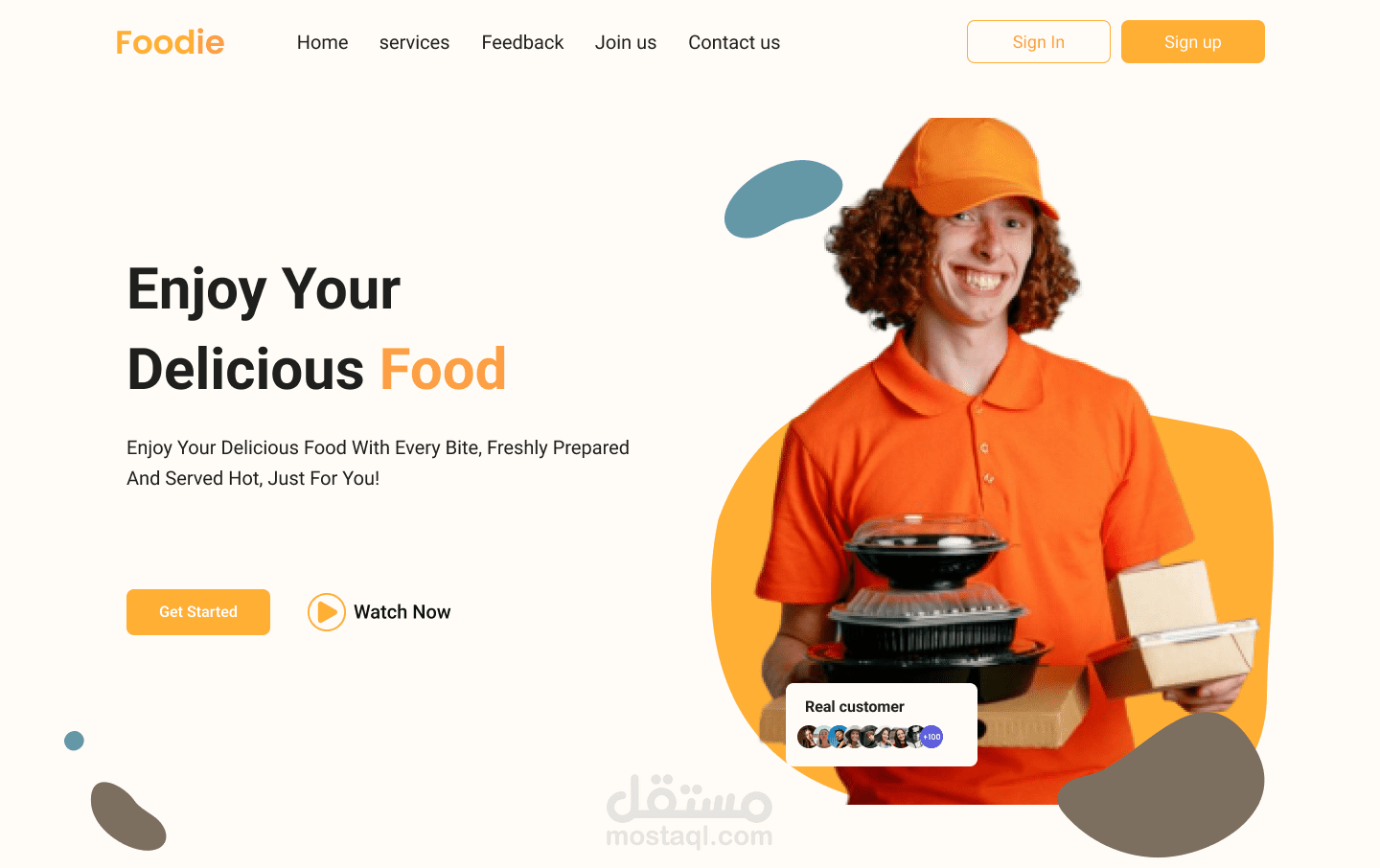 Food delivery app landing page and its responsive