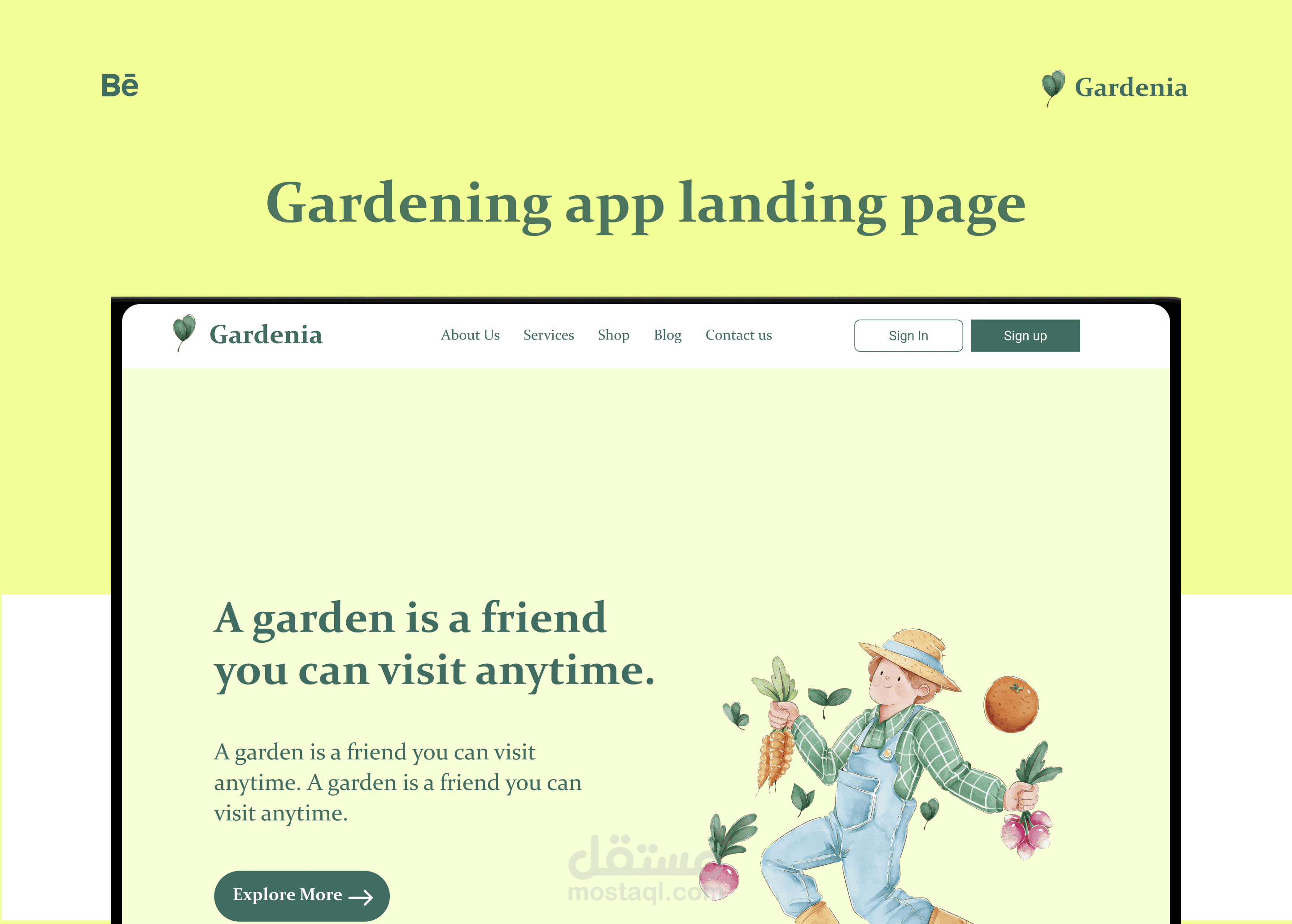 Gardening app landing page