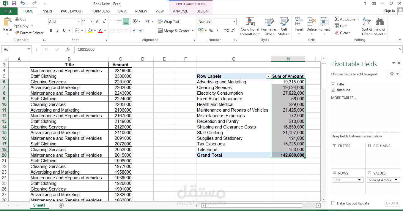 Preparing Accounting Reports Using Pivot Table in Excel