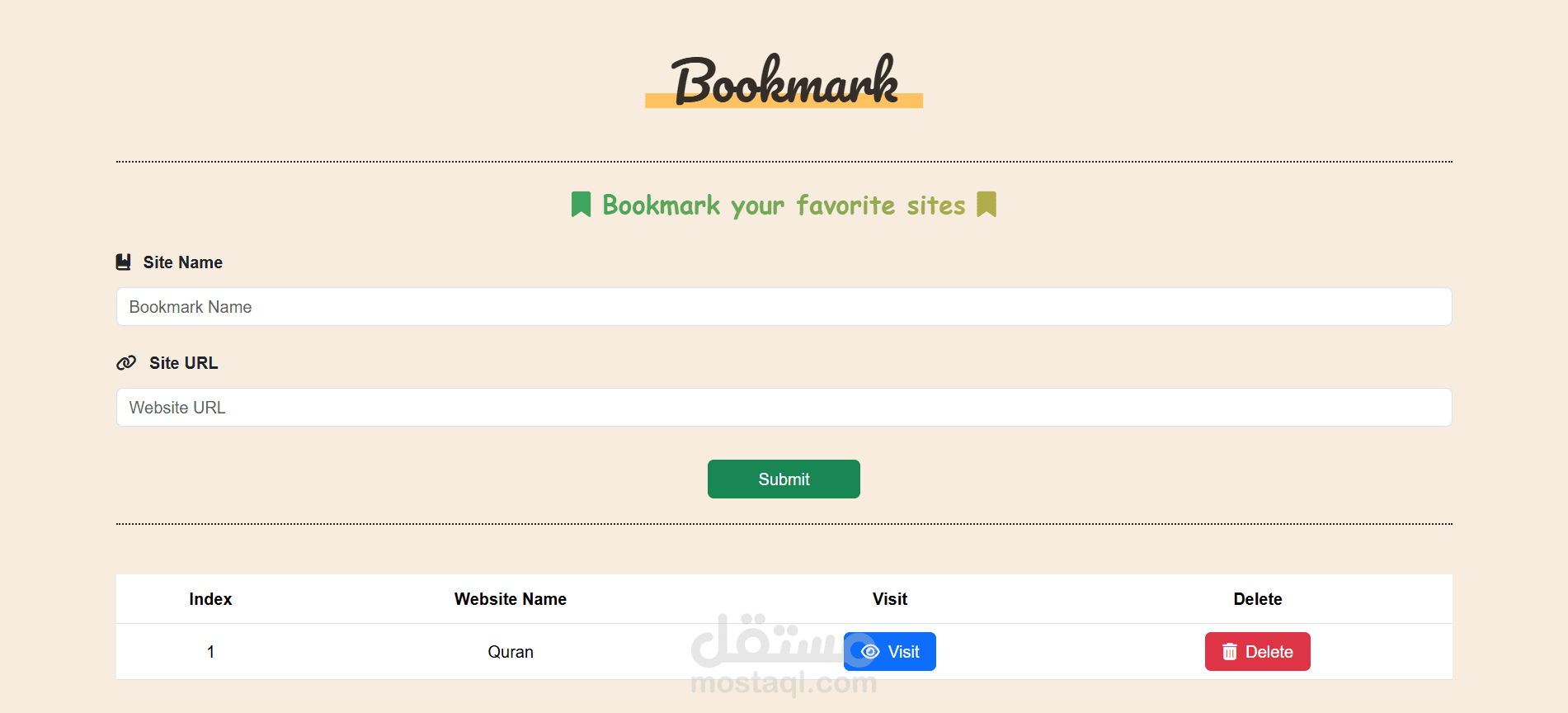 Bookmark Manager (Web App)