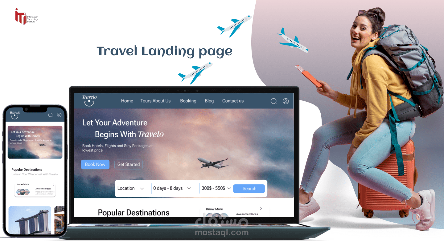 Travel landing page and mobile using Figma