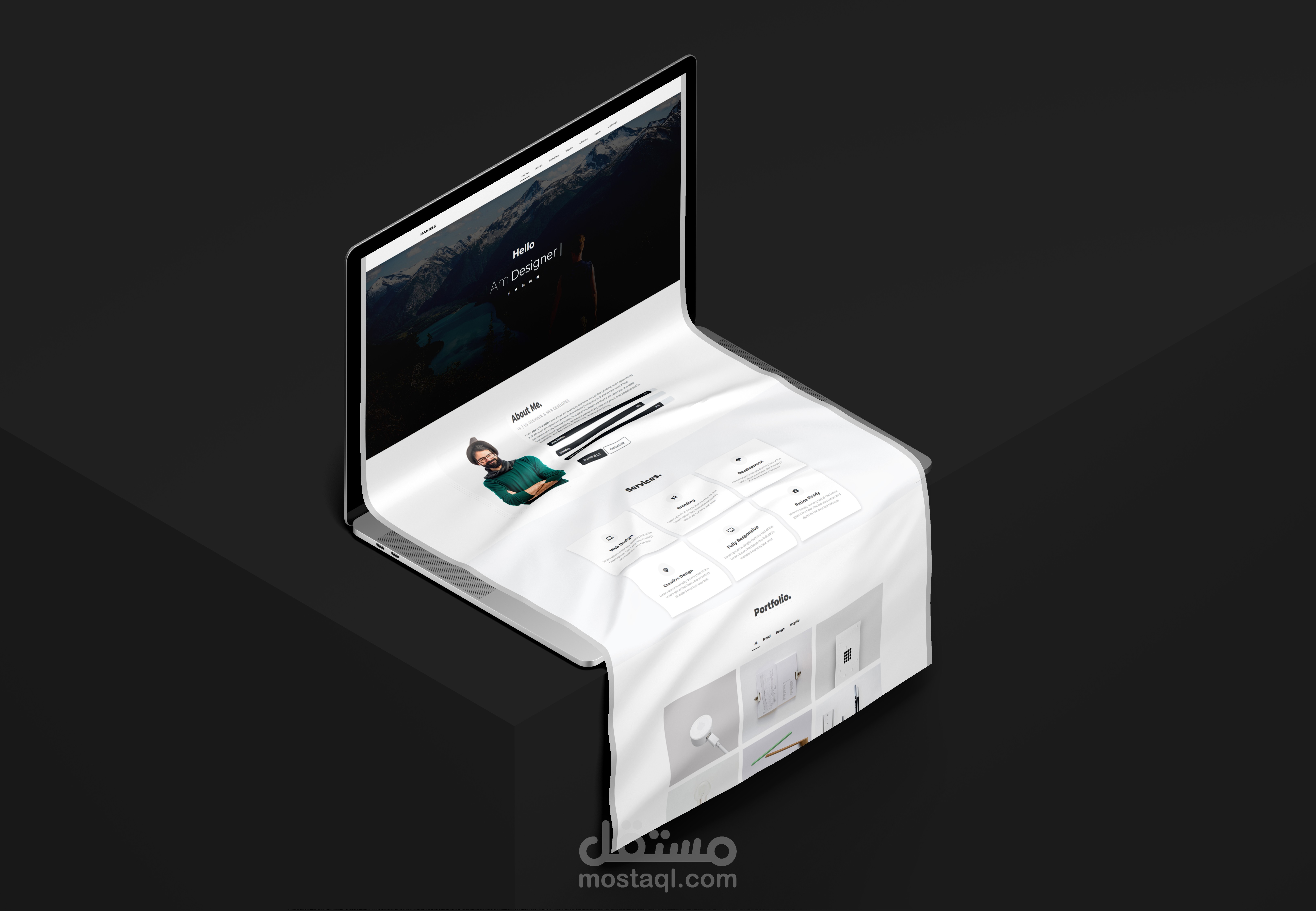 تصميم وتطوير قالب ويب شخصي (Portfolio Template) – Daniels