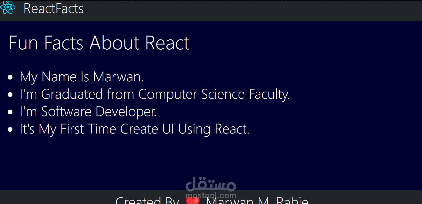 صفحة هبوط ثابتة باستخدام تقنية React.